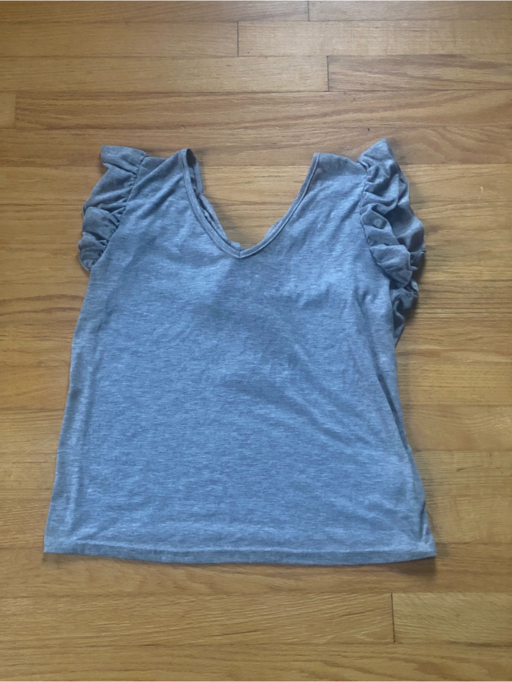 SHEIN Charcoal Gray Ruffle Top